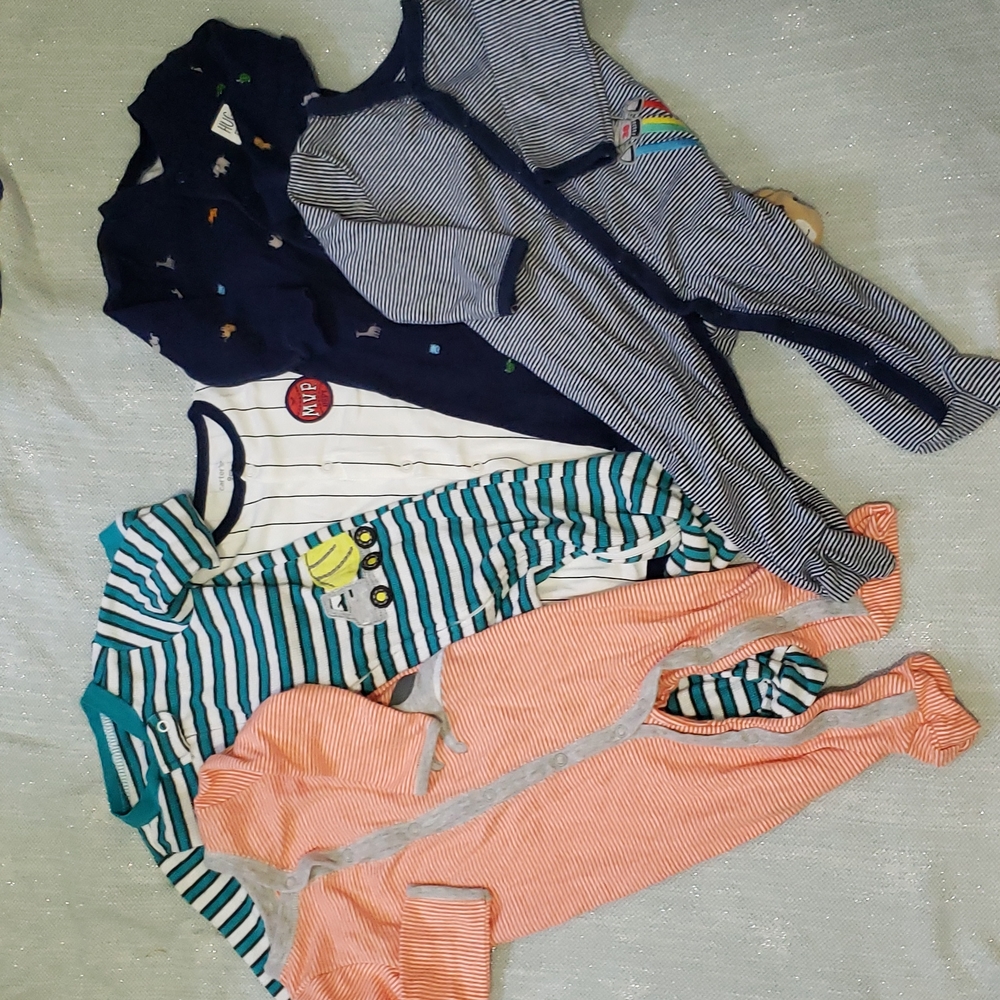 Carter's Sleep N Plays (4) and one romper 9months.